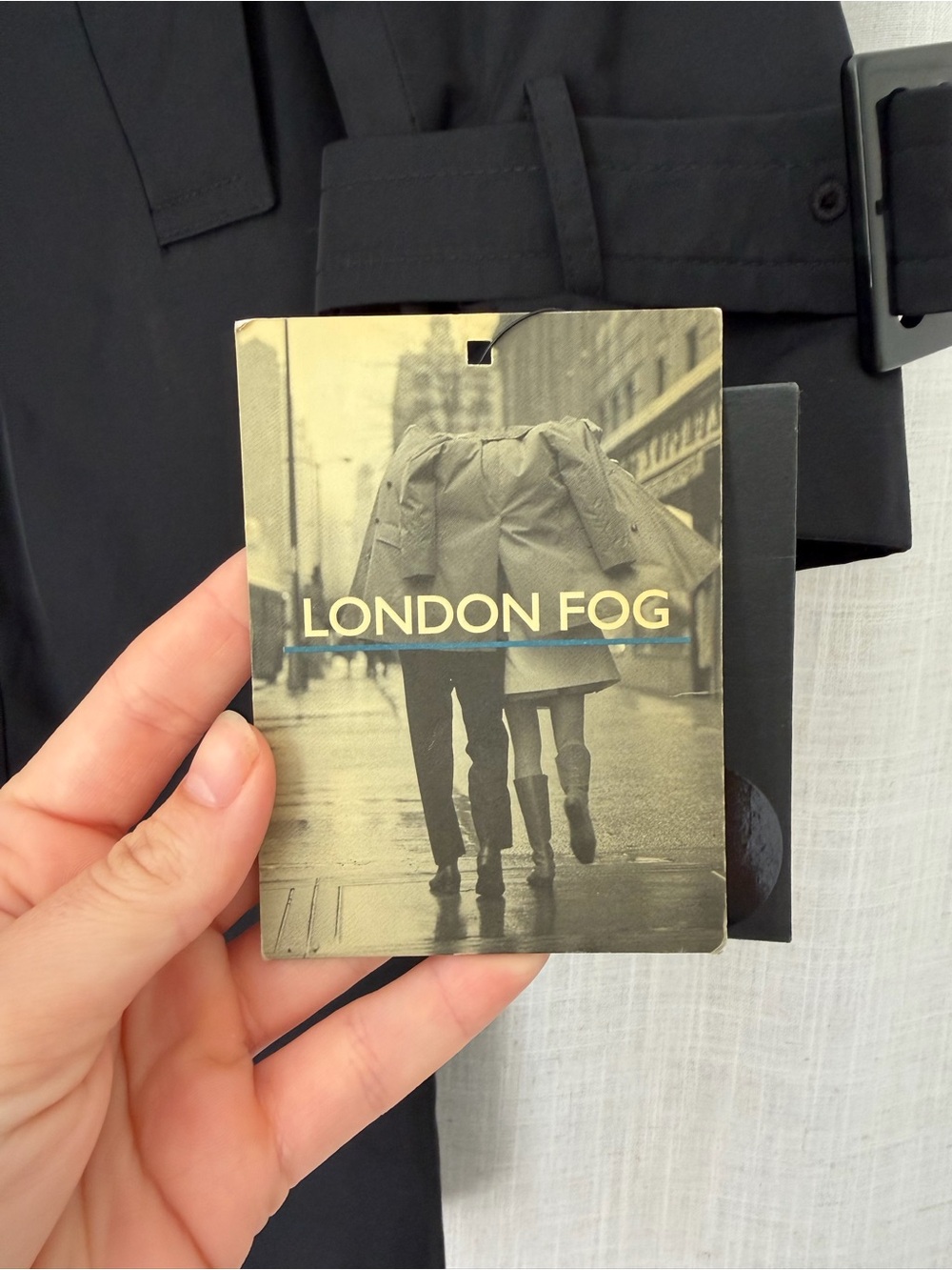 NWT London Fog Black Double-Breasted Trench Coat - Picture 6 of 7